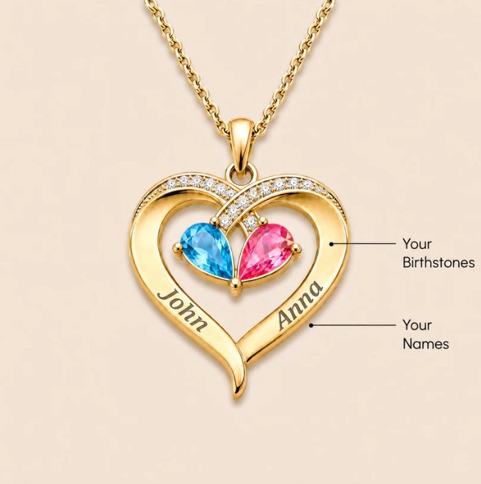 "To My Wife" Birthstone Heart Necklace
