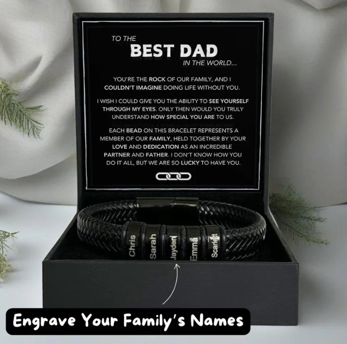 "Best Dad" Leather Style Bracelet Set