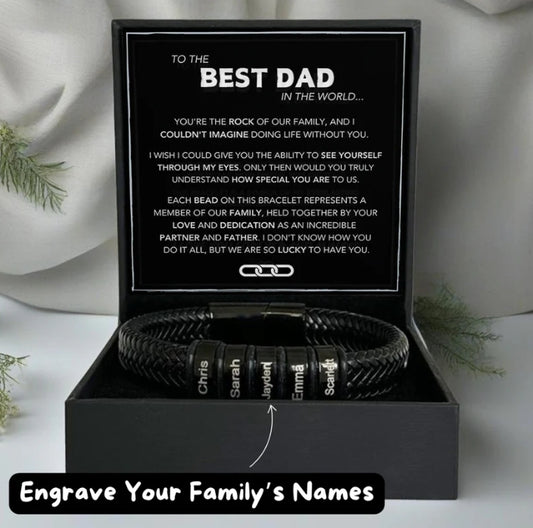 "Best Dad" Leather Style Bracelet Set