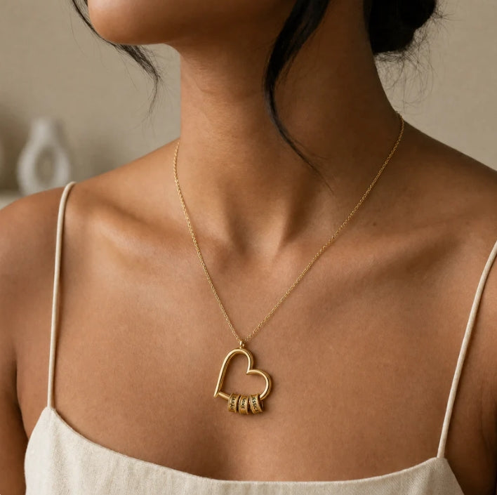"Linked by Love" Necklace with Engraved Beads