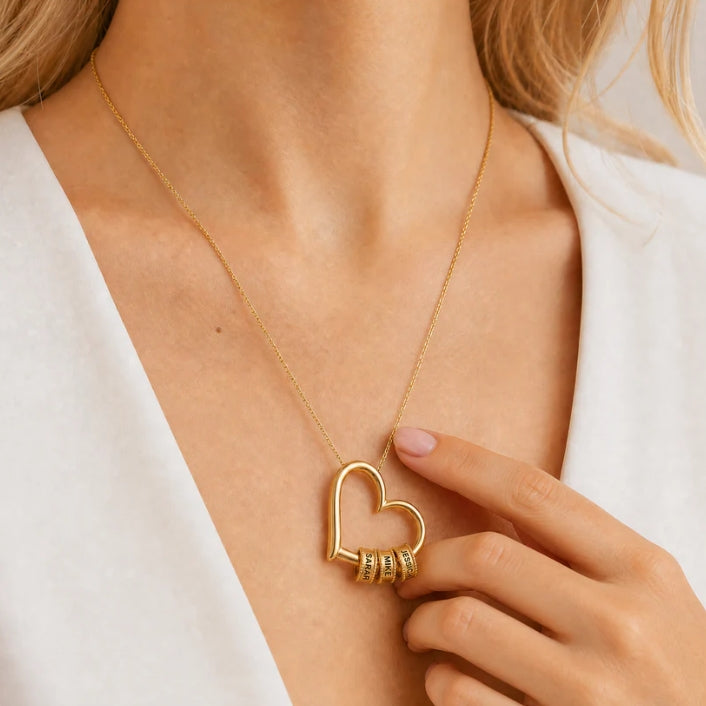 "Linked by Love" Necklace with Engraved Beads