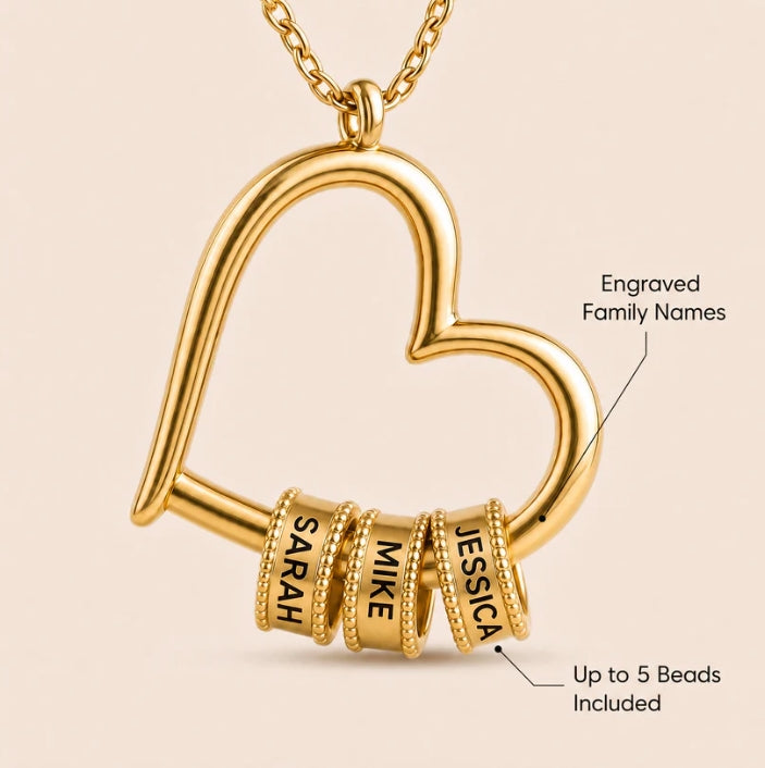 "Linked by Love" Necklace with Engraved Beads