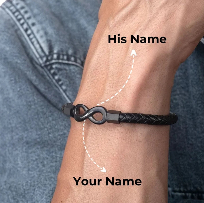 "To My Husband" Personalized Leather Infinity Bracelet