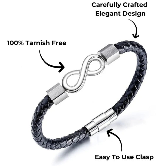 "To My Husband" Personalized Leather Infinity Bracelet