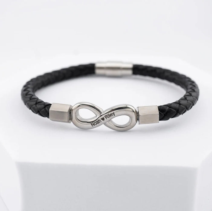 "To My Husband" Personalized Leather Infinity Bracelet