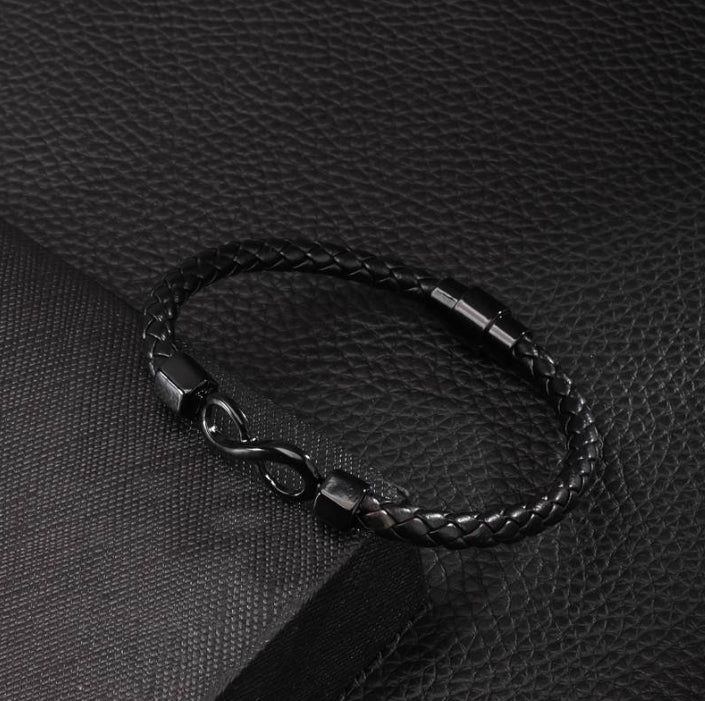 "To My Husband" Personalized Leather Infinity Bracelet